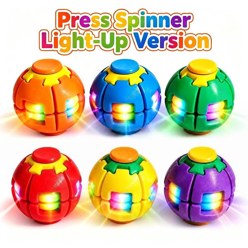Led Magic Press To Spin Stress Relief Fidget Balls Autism Adhd Focus Quiet Cool Gadgets Unique Gifts For Kids & Adults