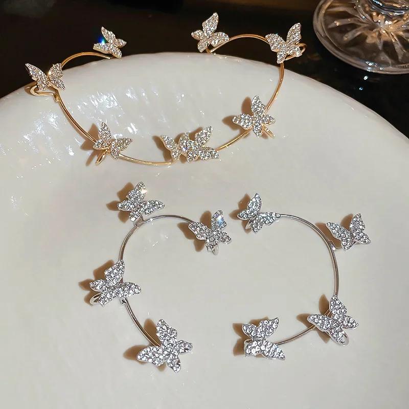 Gold Silver Color Butterfly Ear Clips Without Piercing For Women Ear Cuff Clip Earrings Wedding Fashion Aesthetic Korean Jewelry