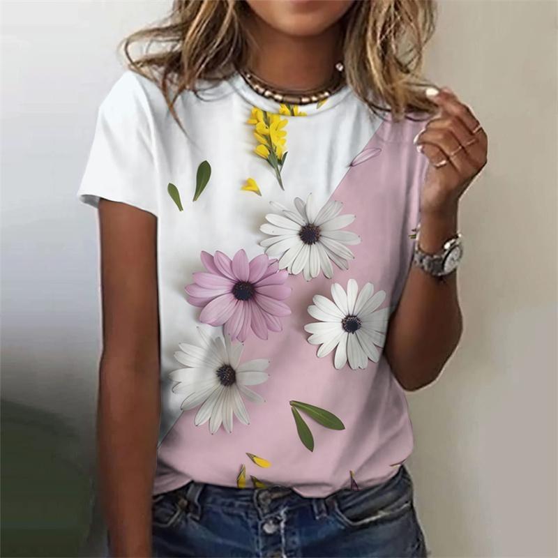 

3D Printed Women s T-Shirt Flower Graphic Tops Oversized T-Shirt Summer New Popular Clothes Women Clothing Short Sleeve Kids Tee 6XL
