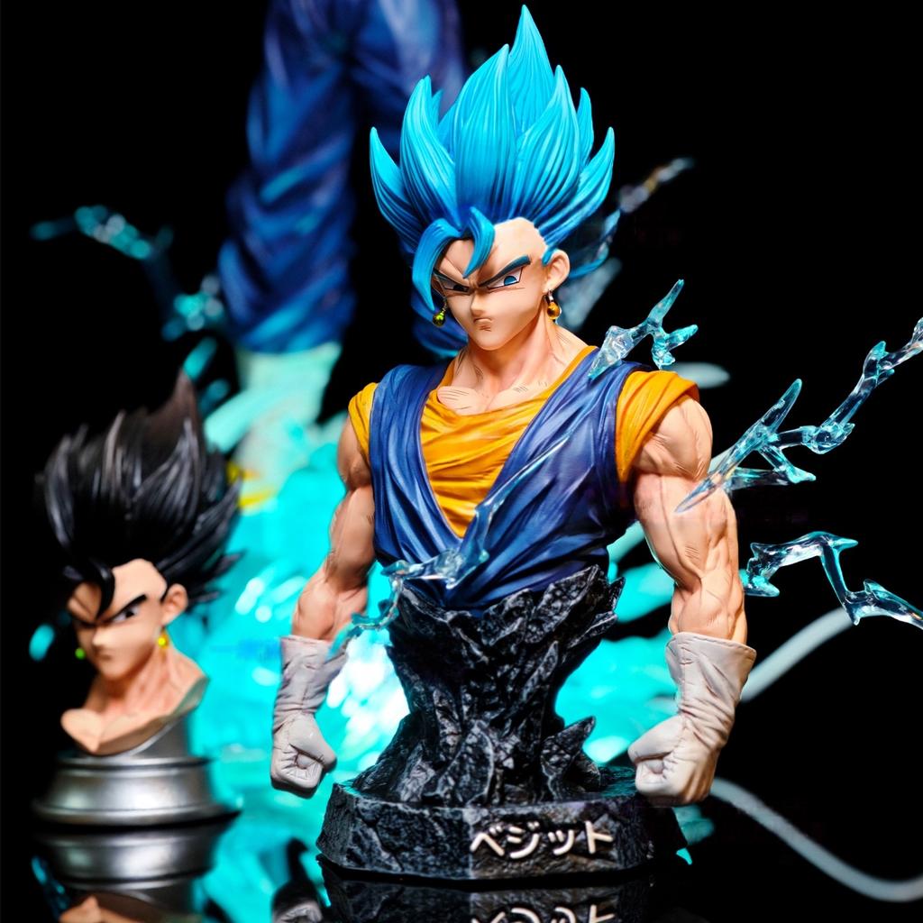 Hb Jt 38Cm/14.96Inch Dragon Ball Z Vegetto Figure 3 Heads Replace Super Saiyan Action Figures Collection Model Statue Toys Gifts