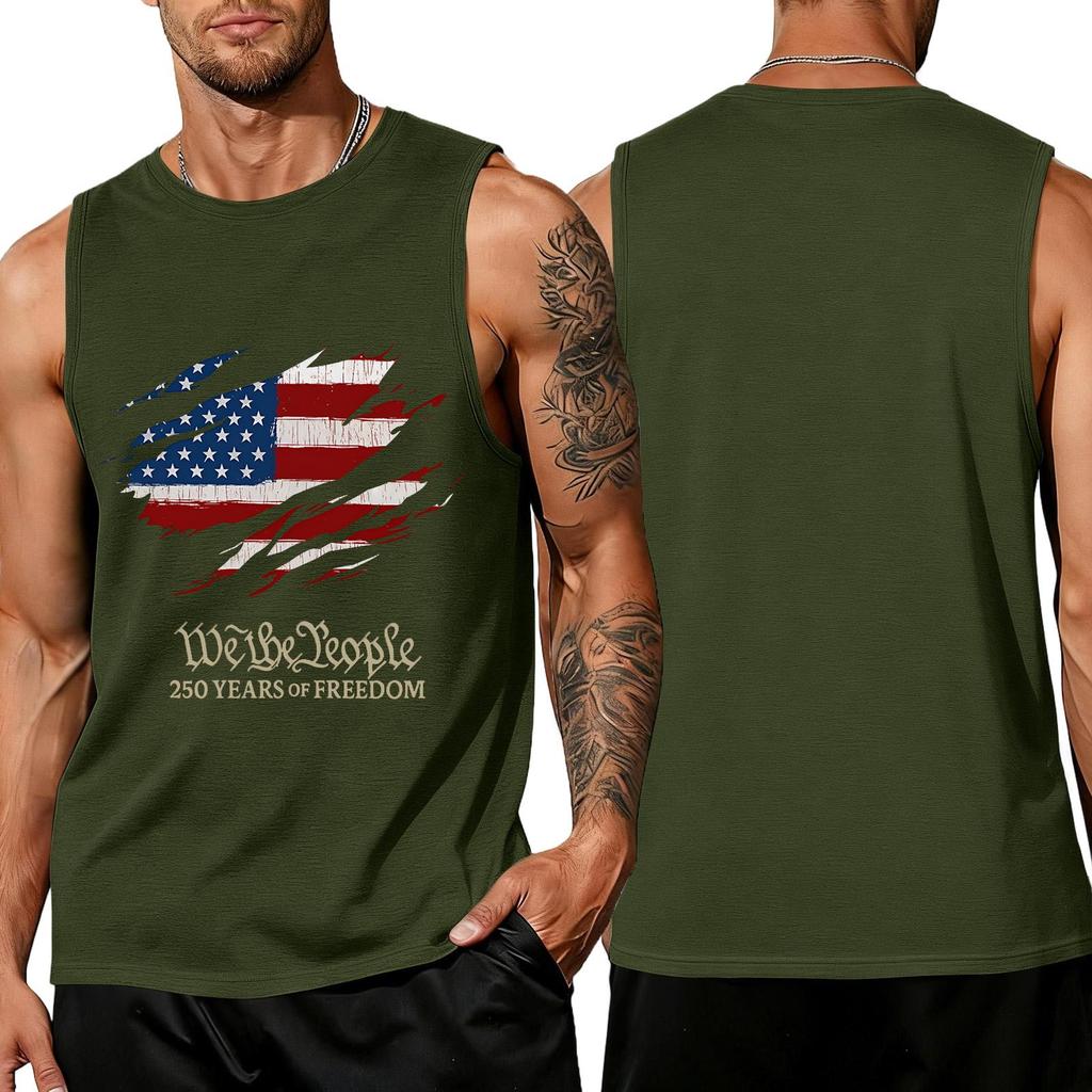 Men 4th Of Shirts USA Muscle Sleeveless Shirt Patriotic Tank Tops