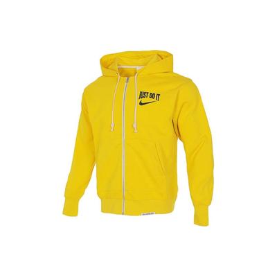Jednofarebná bunda s kapucňou na zips Pánske bundy Žltá DV9449-735