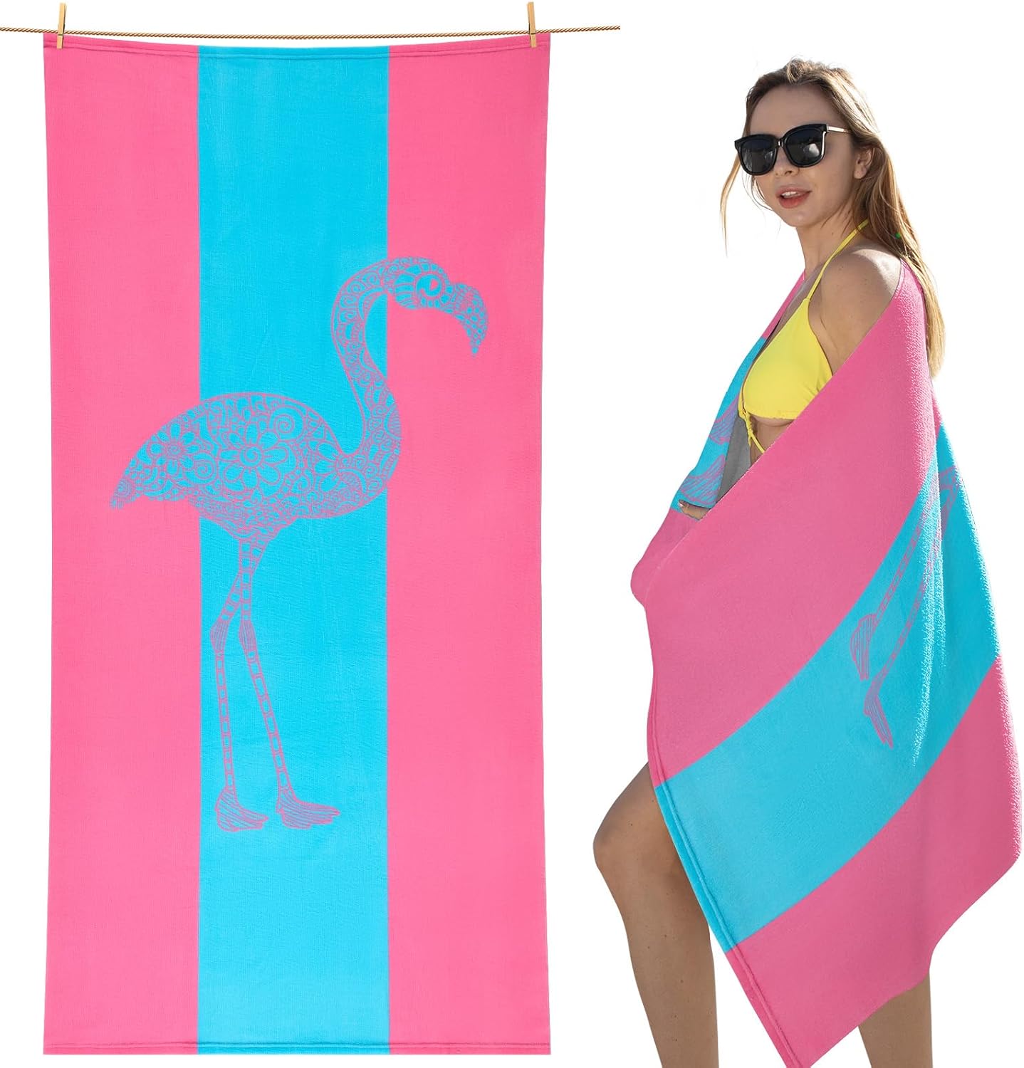 

Sand Resistant Beach Towel -Quick Dry Microfiber Beach Towel Sandproof Pool Towels, Thin Lightweight Compact for Travel Swimming W30*H60(CM)