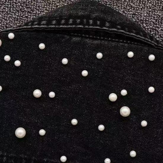 Plus Size Beaded Denim Jacket - Korean Style, Spring/Autumn Fashion for Women