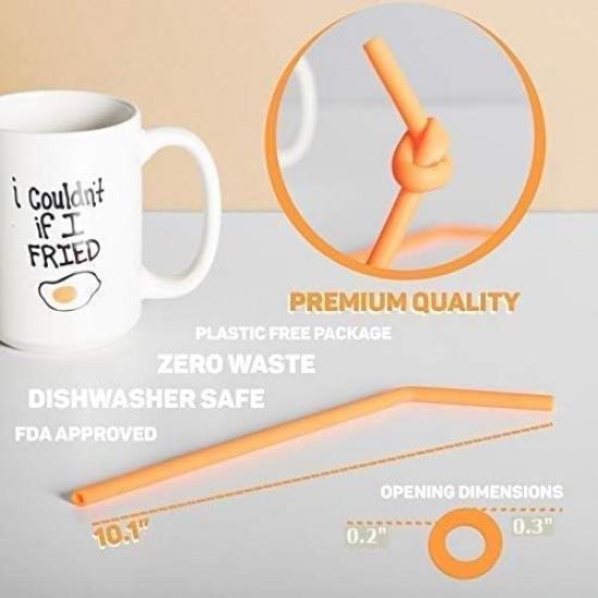 15 FITS ALL TUMBLERS STRAWS - Reble Silicone Straws for 30 and 20 oz Yeti - Flexible Easy to Clean + 2 Cleaning Brushes - BPA Free, No Rubber Taste