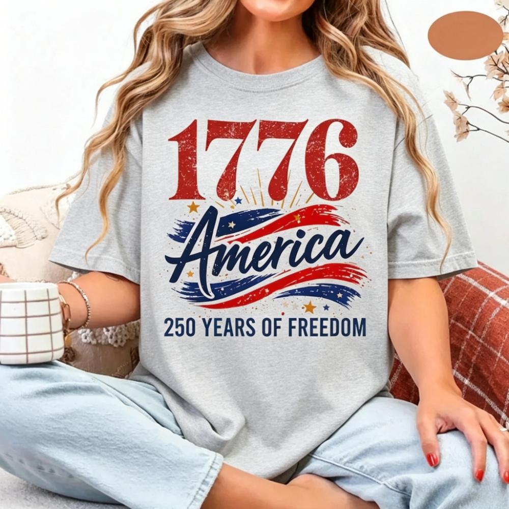 

1776 America Shirt USA 250 Years of Freedom Tee America 250th Anniversary Unisex T-Shirt Patriotic Independence Day Unisex Women T 4XL