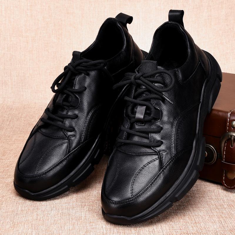 Autumn New Men Cow Leather Casual Shoes Fashion Leisure Sport Shoes Comfortable Lace-up Sneakers