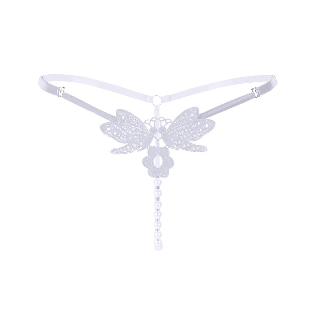 Panties Erotic Sexy String Panties Women Lace Butterfly G-Strings T-Back Thong Transparent Lingerie Cute With Pearls Panty Female Lingerie