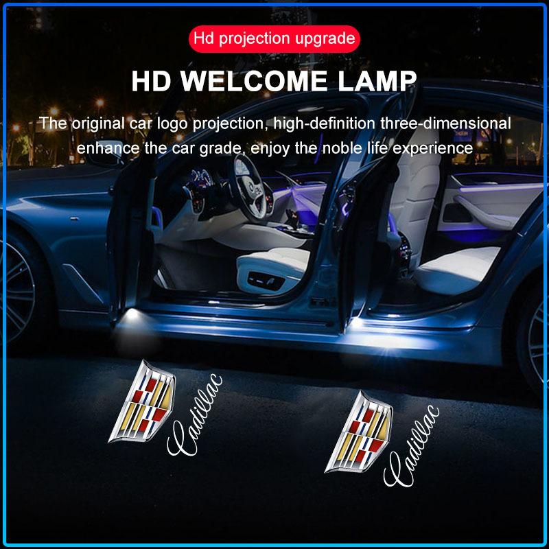 2 uds Luz LED de Bienvenida Insignia de Puerta de Coche Lámpara Proyector HD Inalámbrica Para Cadillac XT5 XTS CTS BLS SLS DTS SRX Escalade Tiburon Deville