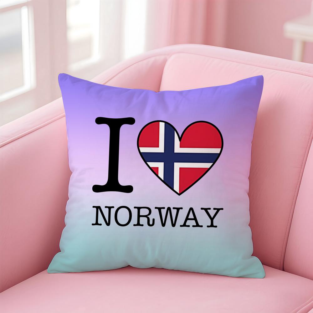 Norwegen NOR Flagge Kissenbezug Umweltfreundlich Geruchlos Gesundes Kissenbezug Weich Bequem Kindersicher Ohne Füllung