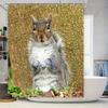 Modern Bathroom Decor Shower Curtain Featuring Adorable Squirrel Design For Kids Waterproof Print Fabric Makes It Perfect For An