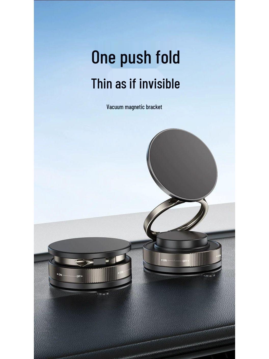 

Rotatable Magnetic Car Phone Holder with Vacuum Suction - Multi-functional Car Mount, Black Technology