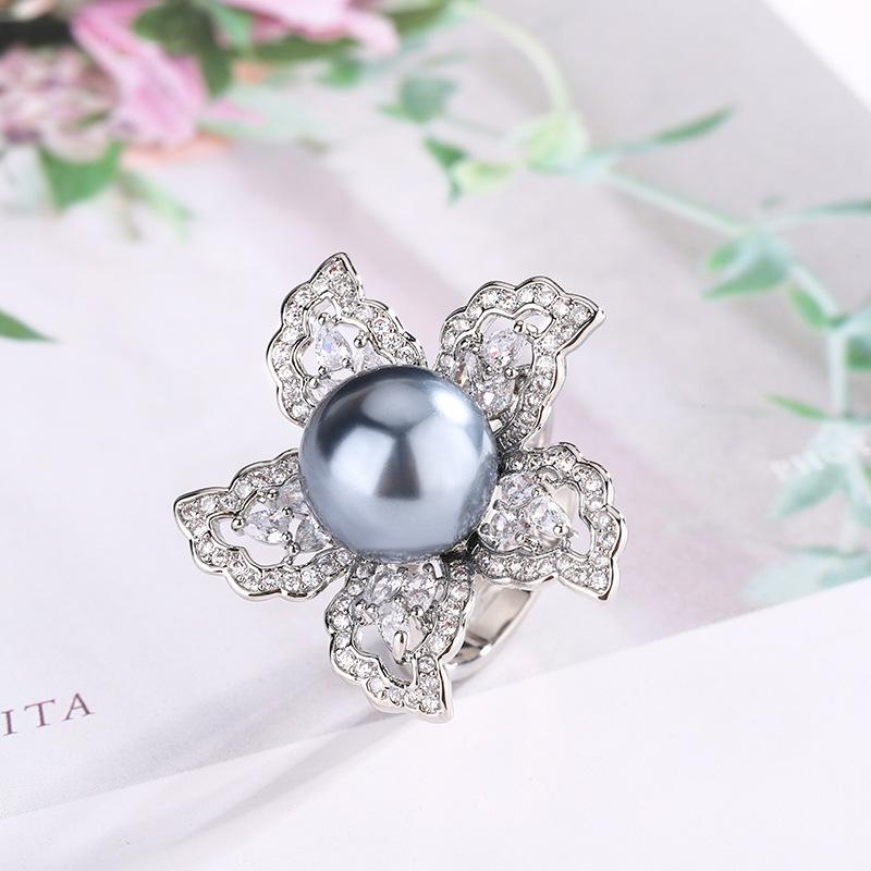 Pearl Set, Sunflower Design Necklace, Ring, High-End Light Luxury Fashion Women