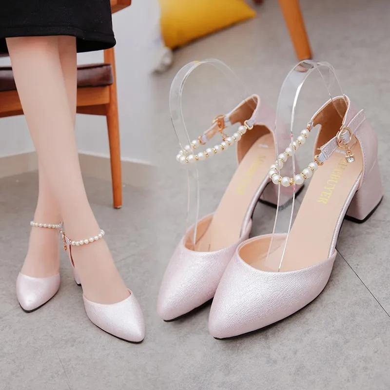 Women's Shoes   Buckle Strap Women's High Heels Fashion String Bead Office and Career New Best Seller Closed Toe Sandals