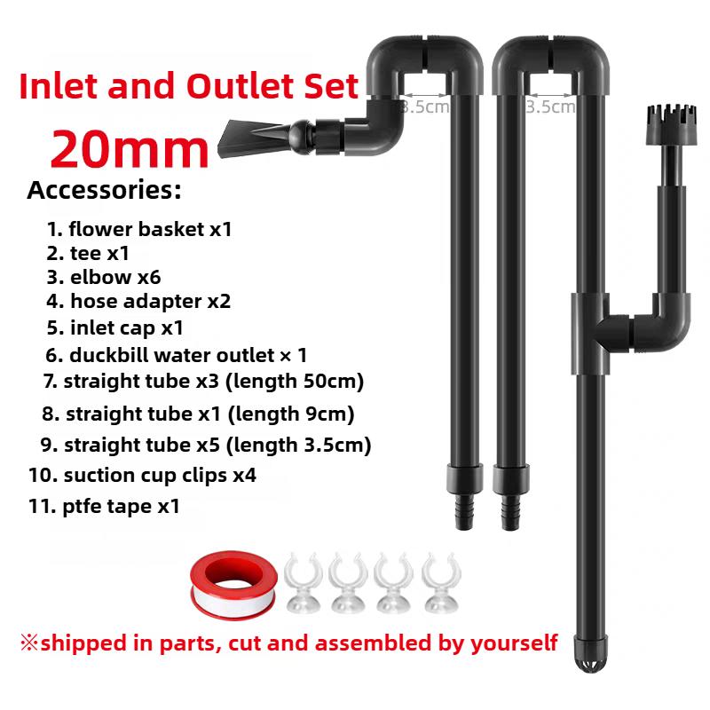 PVC Aquarium Water Inlet Outlet Pipe Tube Fitting Water Skimmer Inflow Outflow Fish Tank Filter Accessories Fishbowl Equipment