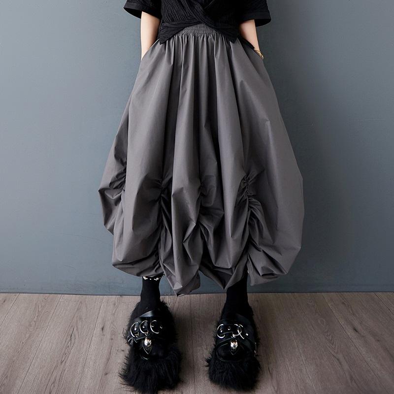 

Хлопок плюс размер Высокая талия винтаж весна лето осень повседневная свободная длинная для женщин юбки женская юбка серый