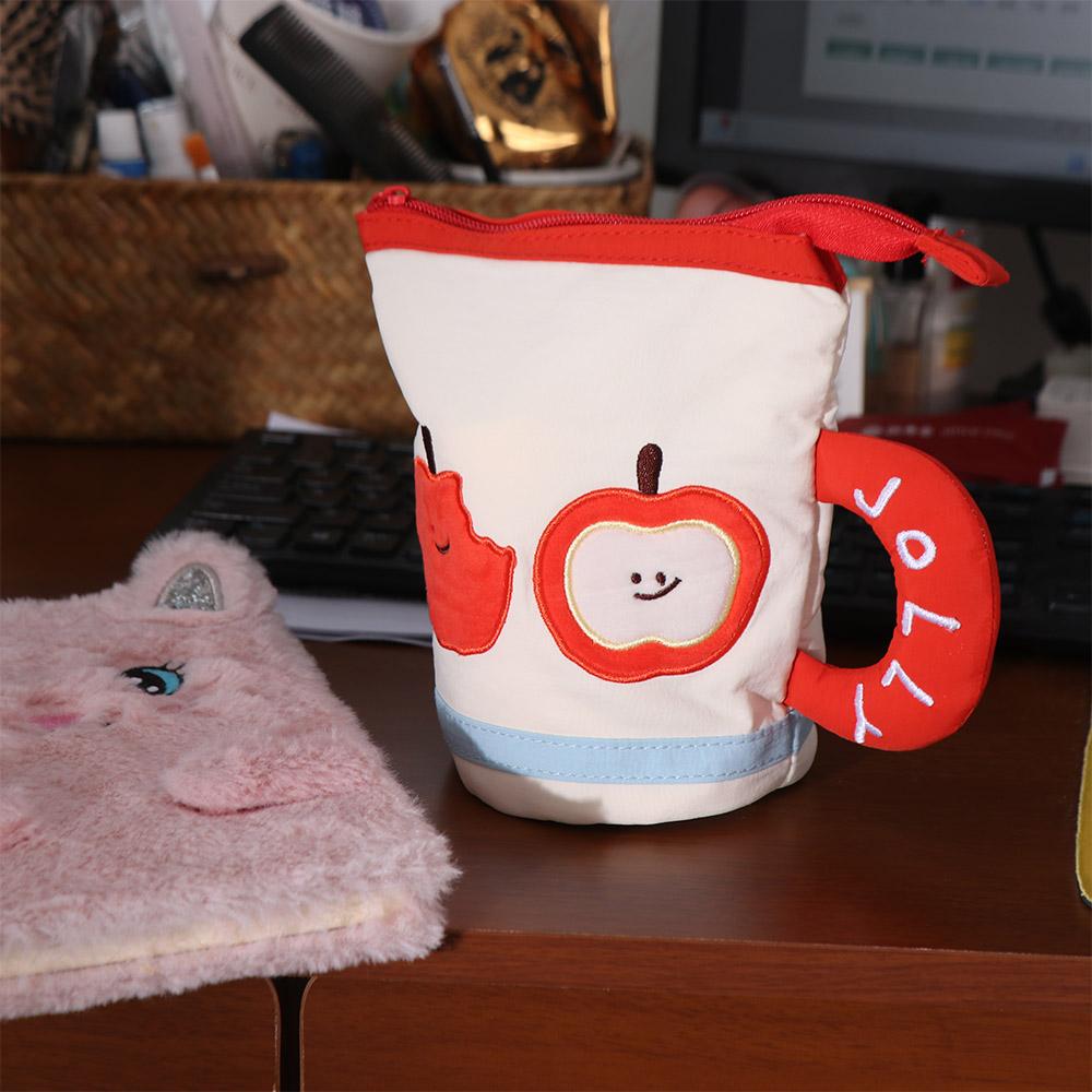 Water Cup Shape Korean Style Pencil Case Cookies Fruits Cloth Pencil Pouch  School