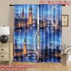 2D Flat Printing 2pcs Curtain Curtain London Night Skyline Digital Printed Polyester Drapes Family Party Decoration for Holiday