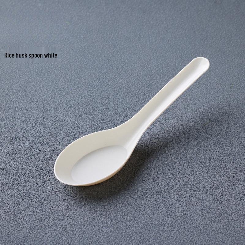 Biodegradable Rice Husk Chinese-Style Spoon: Disposable, Food-Grade for Porridge, Soup, Condiments, Dessert, and Takeout.