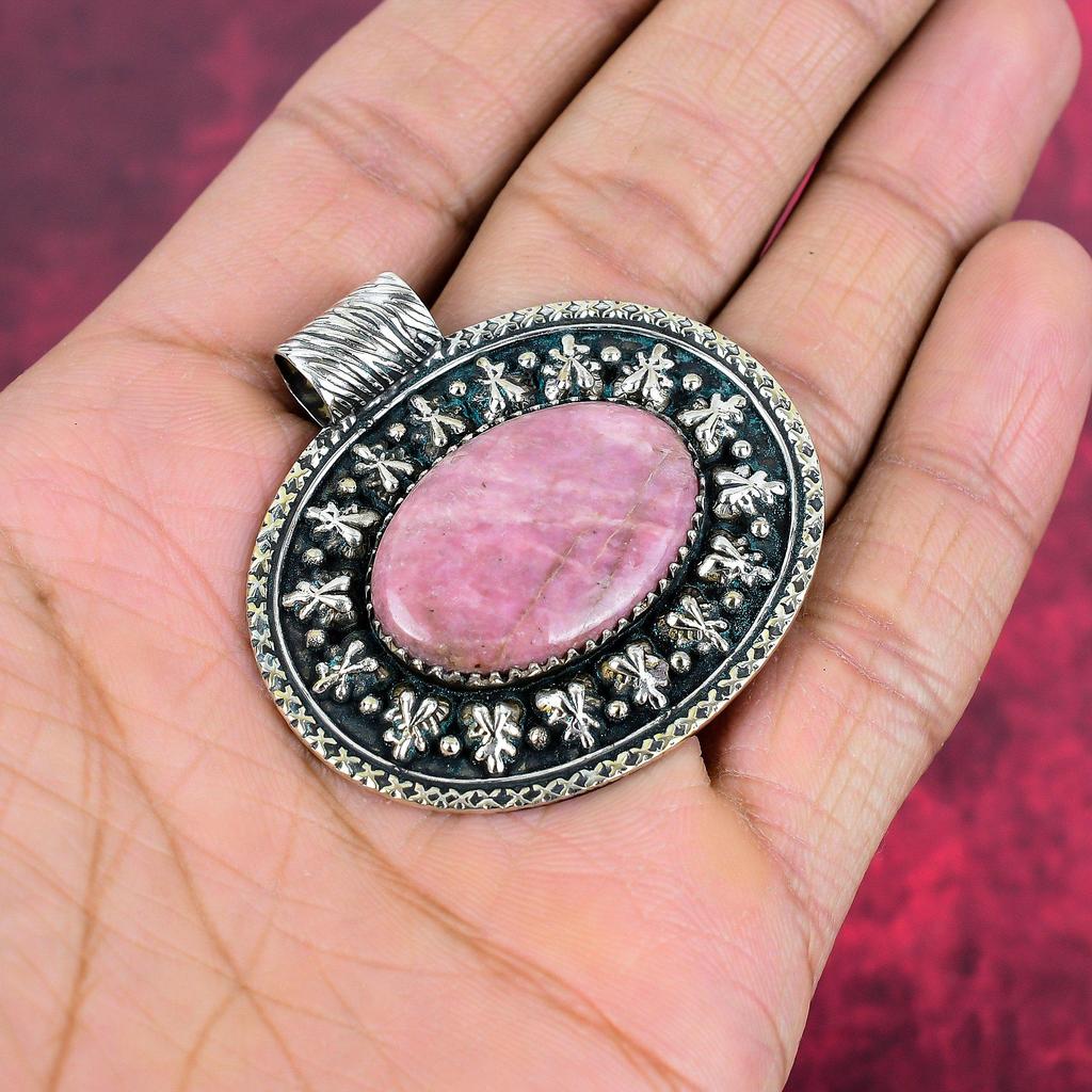 Rhodonite Jewelry, 925 Solid Sterling Silver Pendant Handmade Gemstone Jewelry, Gifts For Wife Brand New Pendant