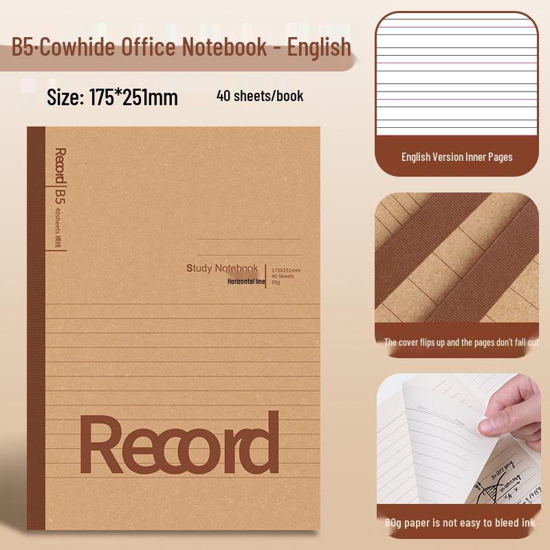 Kraft Paper B5 Student Notebook - Thick Softcover & Large Diary
