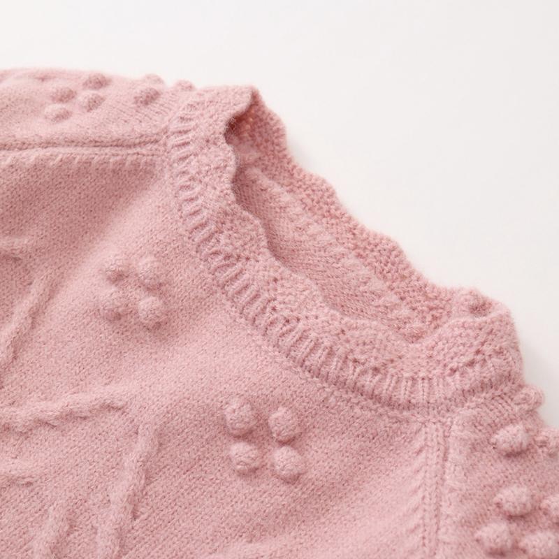 Suéter de Punto para Niñas Jersey Infantil Top de Princesa con Patrón Elegante y Diseño de Encaje