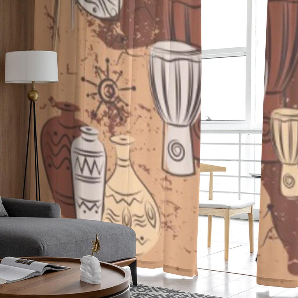 Tribal Art afrikansk etnisk med traditionella skira gardiner Vardagsrum Tyll Fönstergardin Sovrum Köksgardiner