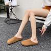 Leather bag head half slippers female lazy pedal platform single shoes female