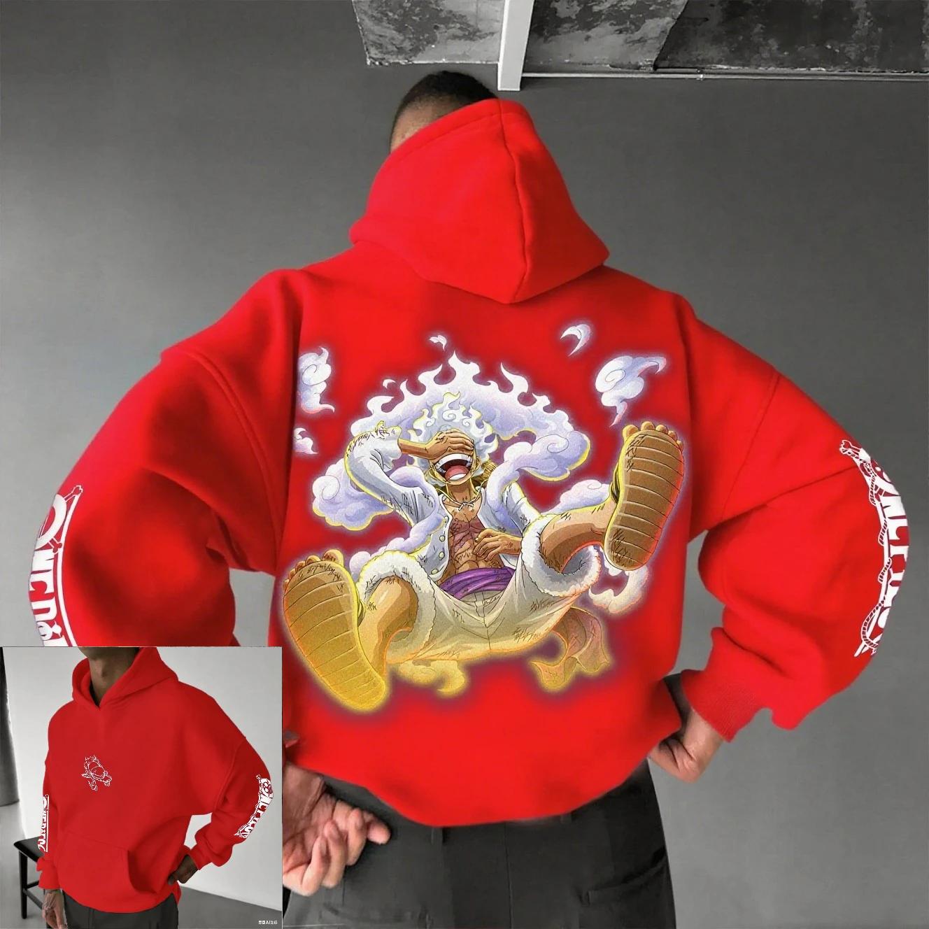 

Худи с капюшоном One Piece Luffy Аниме Мужское Женское Весна Осень Хлопок Уличная Одежда Толстовка Повседневный Графический Пуловер С Длинным Рукавом Топ M
