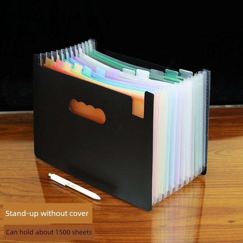 A4 Folder Large Capacity Desktop Storage File Handbag Multi-Layer Classification Materials Expanding File Multi-Functional Office Supplies