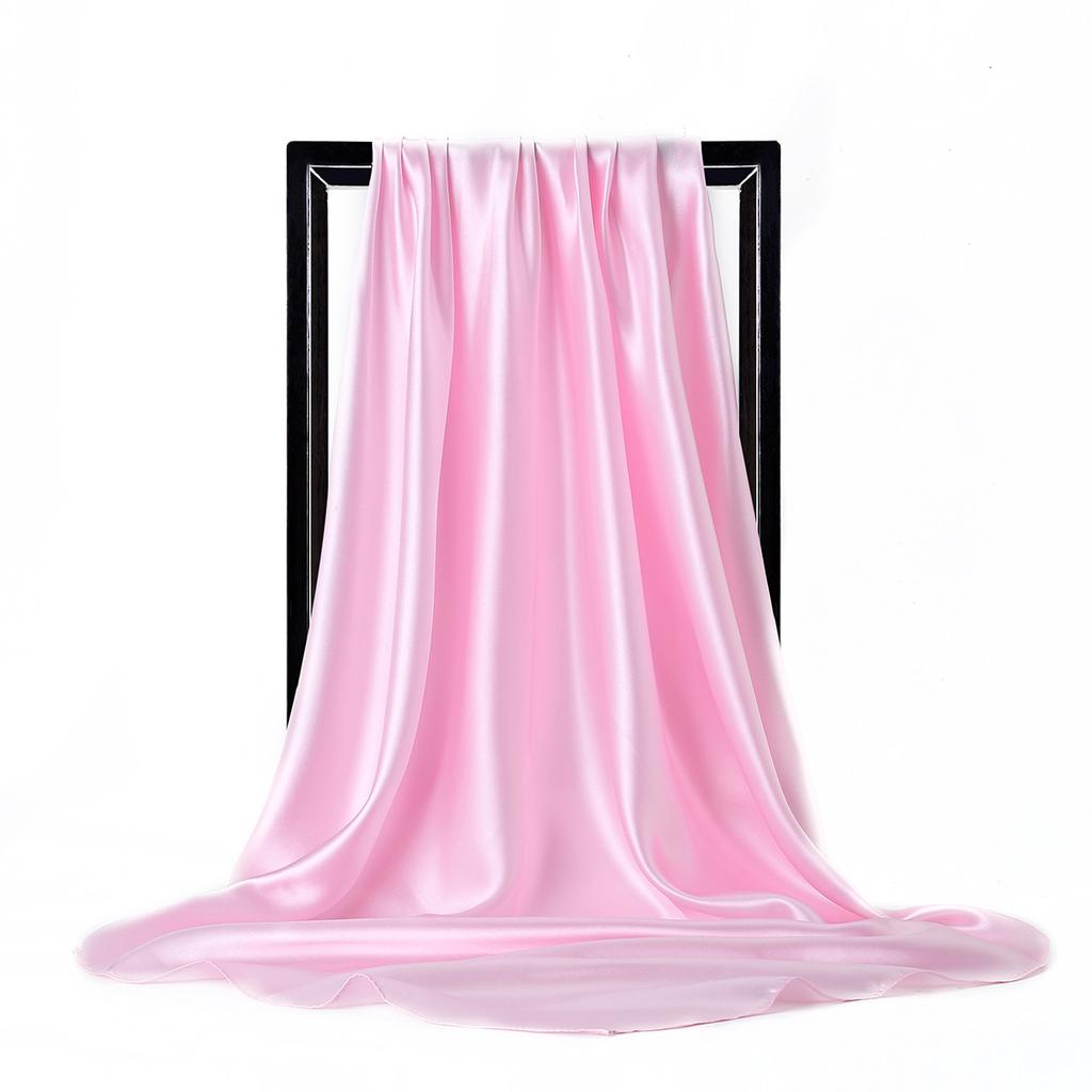 Luxury Brand Silk Scarf Women Satin Solid Color Hijab Scarves Muslim Pareo Bandana Female Shawl Wrap Headband Foulard 90*90cm
