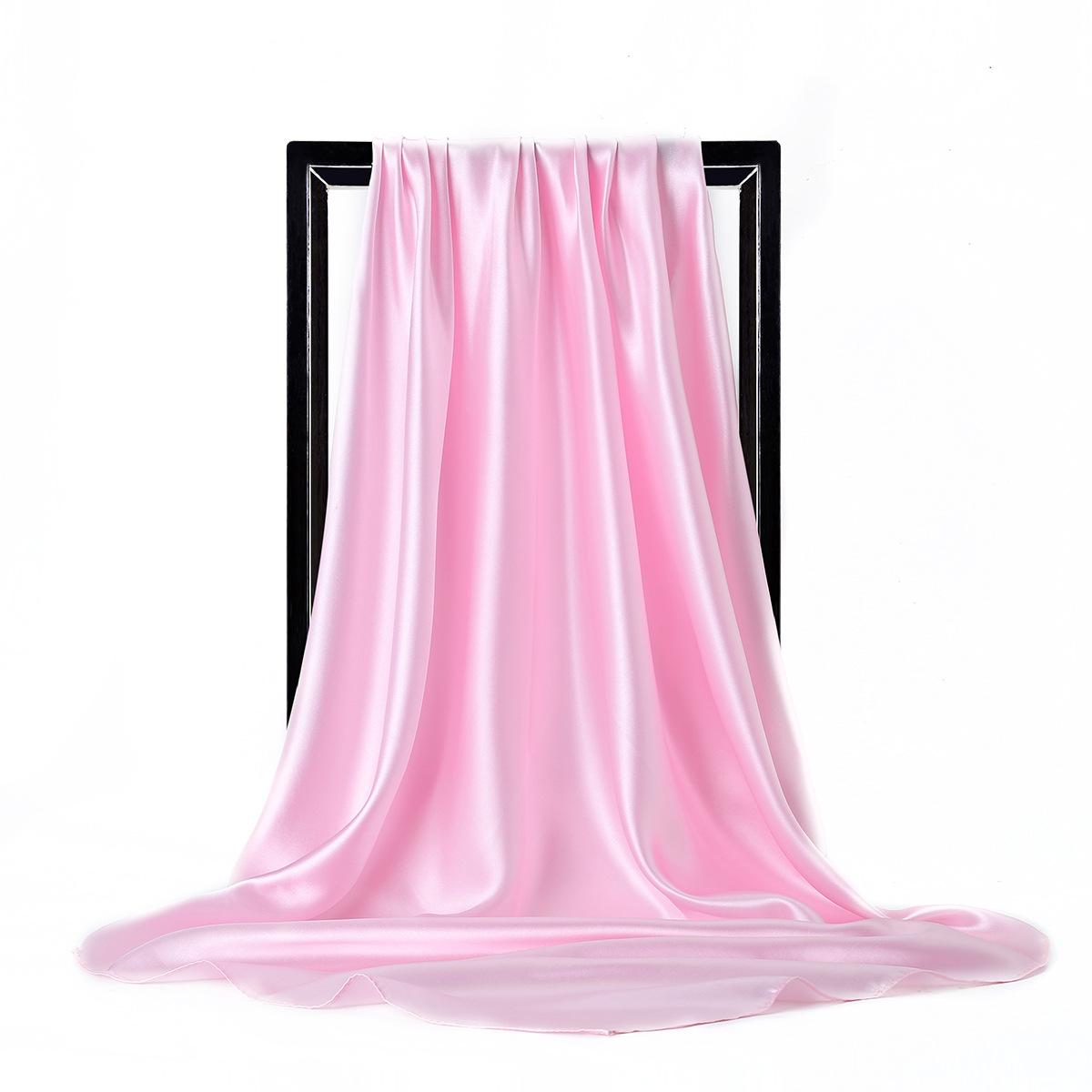 

Высококачественный квадратный шелковый шарф 90*90 см, женские простые шали и накидки, офисные женские платки для волос, шейные платки, индийский мусульманский платок, парео One Size