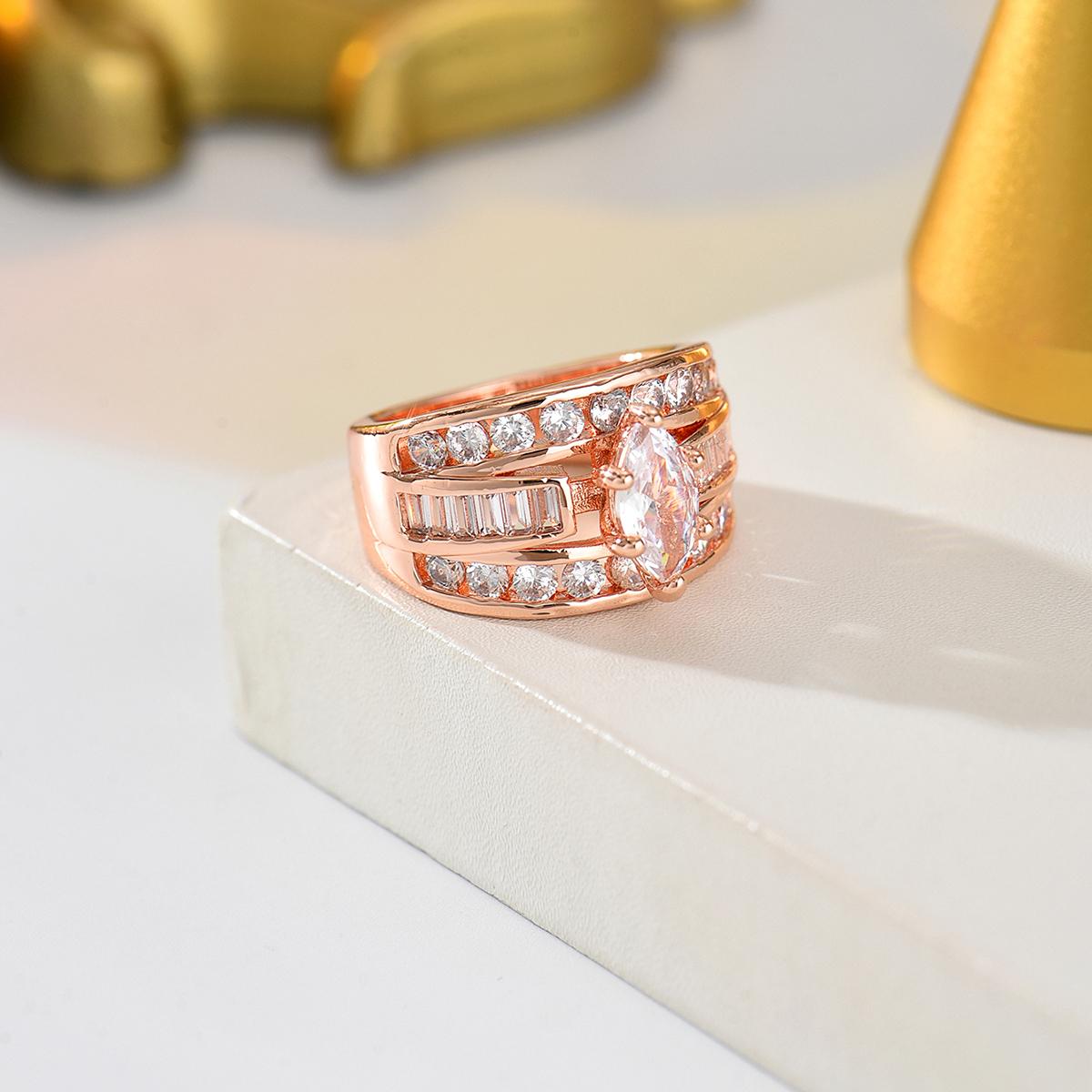 

Luxury Marquise CZ Wide Band Ring for Women Gold Silver Rose Gold Multi-Row Cubic Zirconia Ring Wedding Party Statement Jewelry