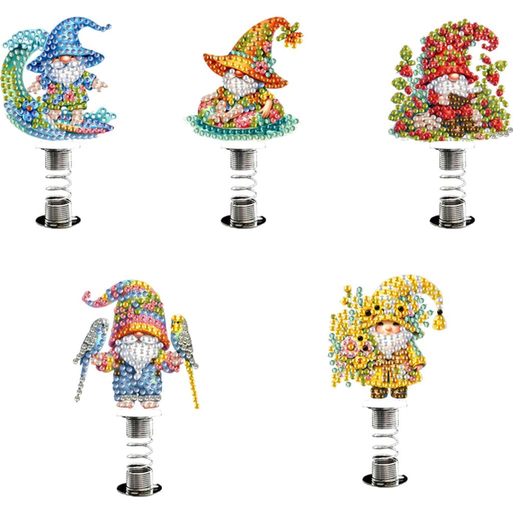 5PCS 2D Flat Animal DIY Diamond Decor DIY Diamond Painting Shake Car Ornaments Desktop Diamond Art Kits for Car Center Console