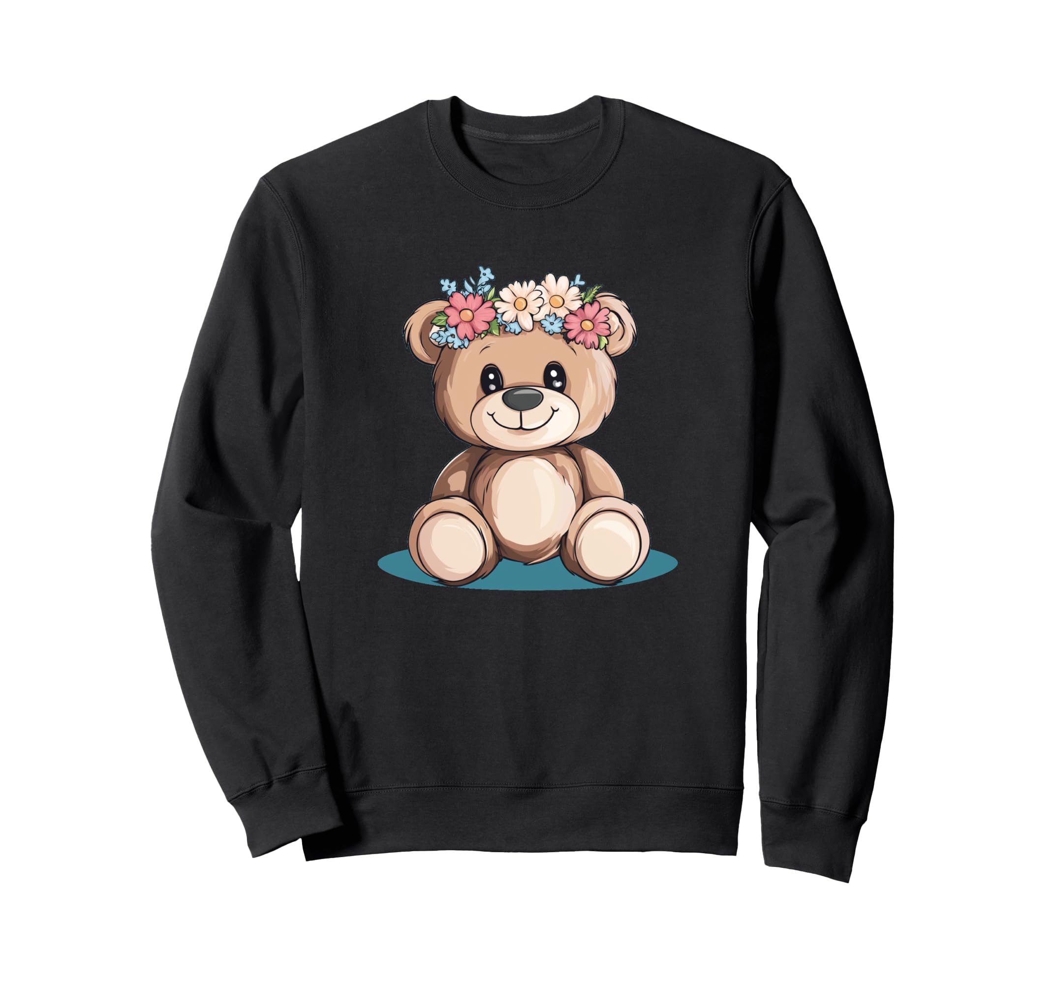 Cute teddy bear ready for a floral adventure sweatshirt