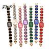 Sparkling Women Watch Ladies Bracelet Quartz Rhinestone Rectangular Dial Dress Faux Diamond Wristwatch for Elegant Jewelry Timepiece Eye-catching