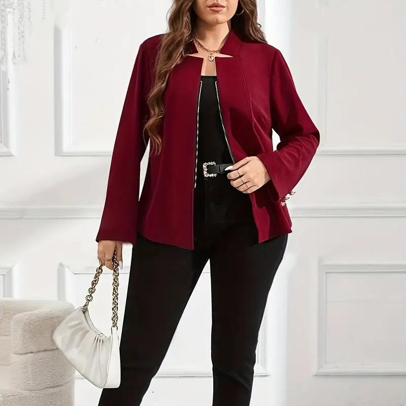 Women's Temperament Jacket Tops Plus Size Button Zip Jacket