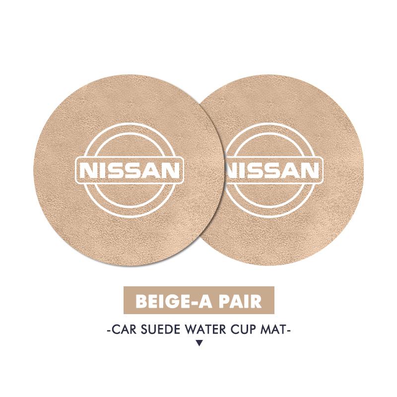 

2Pcs Car Water Cup Mat Suede Non-Slip Coaster Accessories For Nissan Navara Almera Sentra Rogue Pathfinder Sylphy Leaf