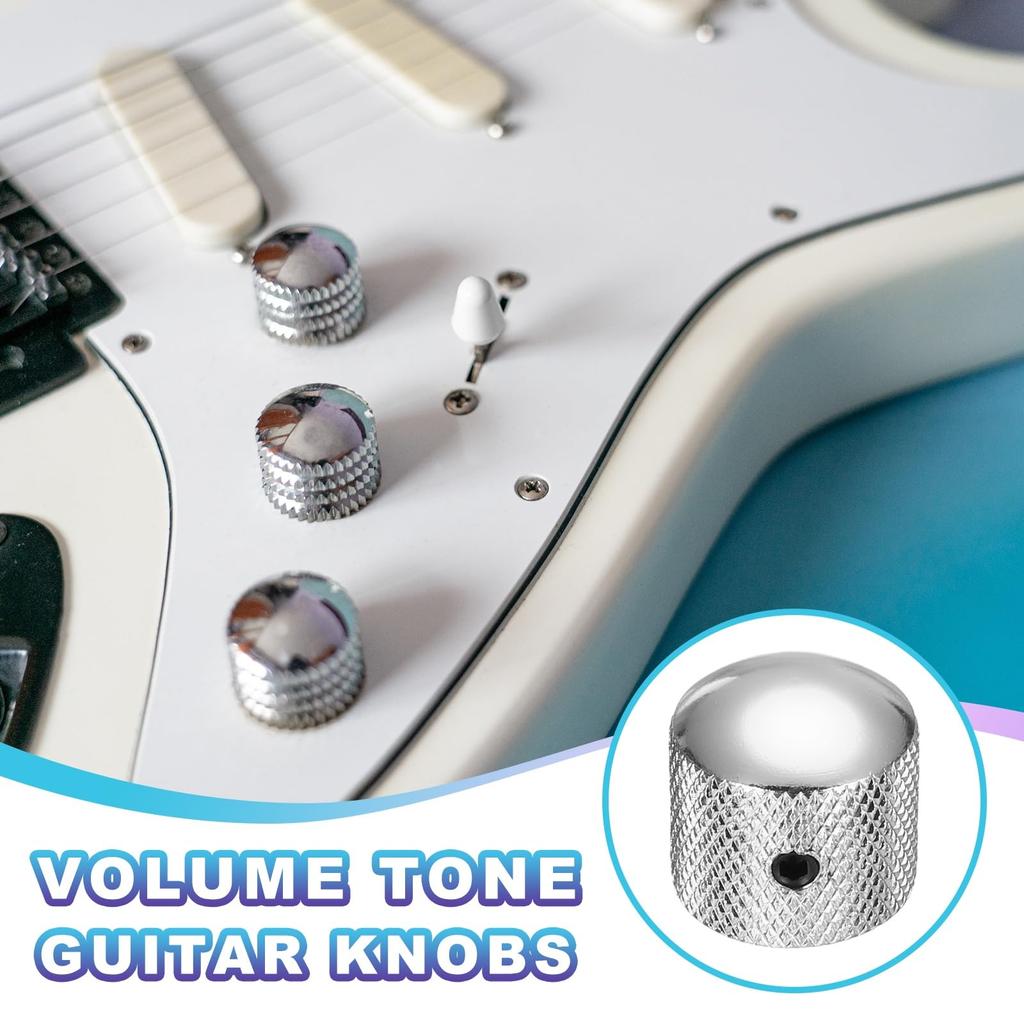 uxcell 4pcs Metal Guitar Knobs Inch Universal Volume Tone Audio Control Dome Knobs Bass Speed Control Shaft Knobs Guitar Bass Accessory Wrench