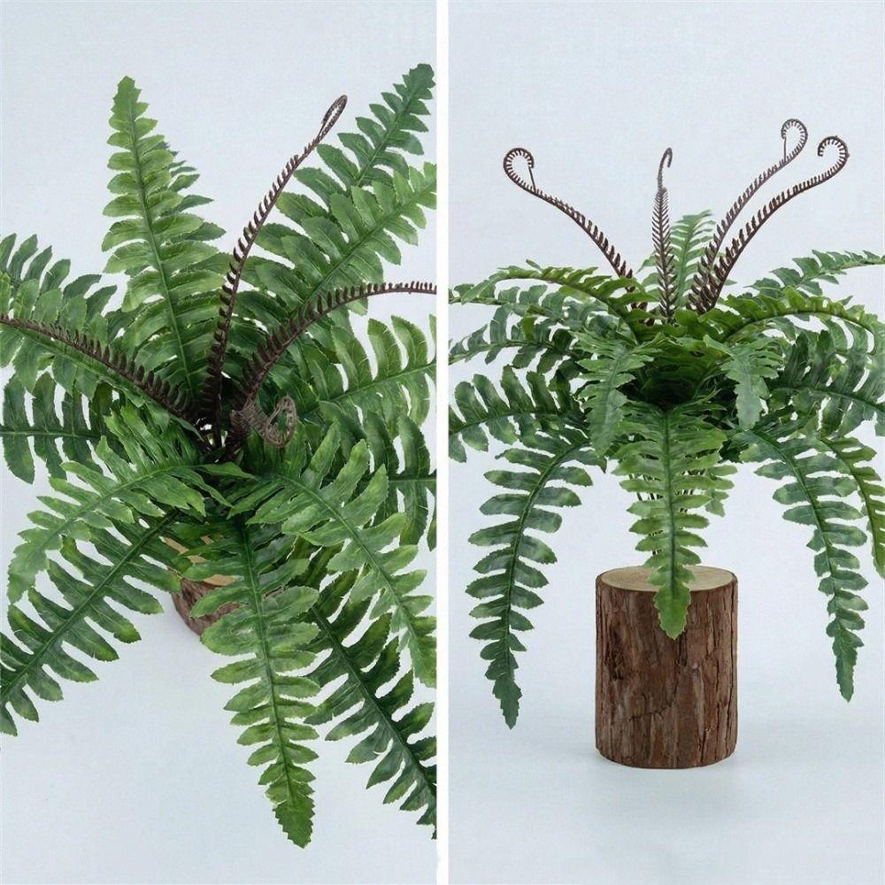 Durable 16 Leaves Artificial Persian Leaves Real Touch 43cm Fake Boston Fern Leaves Green Large Fake Fern Plant Wall Decoration