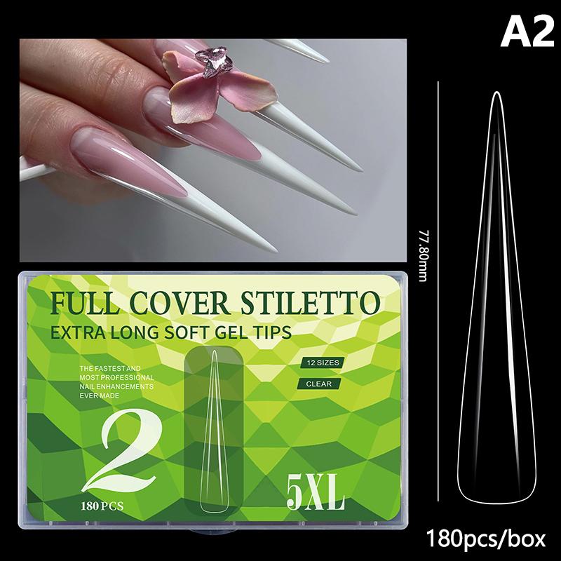 

180Pcs/Box 5Xl Ultra Long False Nail Tips Full Half Cover Acrylic Fake Nails Artificial Extension Soft Tips Manicure Accessories A2