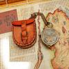 Brass Pocket Compass with Leather Case Engravable Nautical Gift