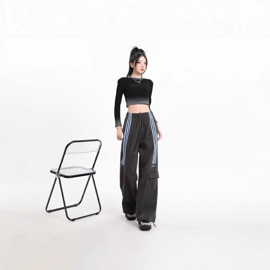 

2024 Autumn Women’s High Waist Wide Leg Pants - Trendy Straight Fit M серый