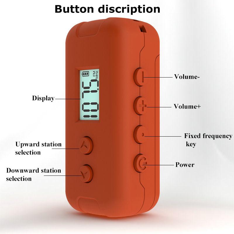 Mini-Taschen-FM-Radio, tragbarer Radioempfänger mit LCD-Display, 3,5-mm-Kopfhörer-Zeitanzeige, Netzteil
