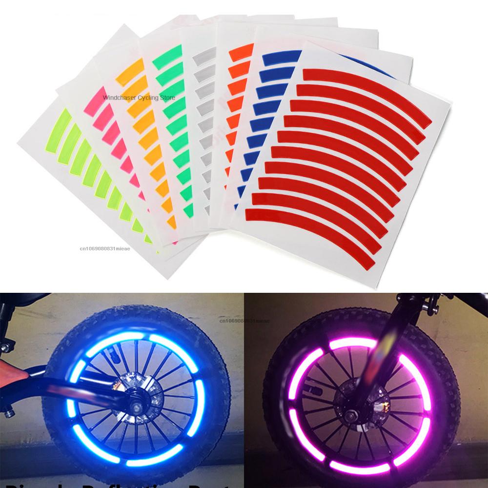 Bike Wheels Reflective Stickers Cycling Fluorescent Reflect Strip Adhesive Tape for 1pc MTB Bicycle Warning Safety Decor Stic