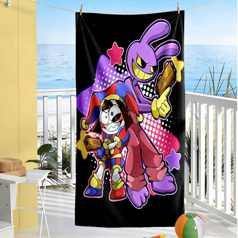 Digital Circus Beach Towel High Absorbency & Quick-Dry Comfortable Lightweight