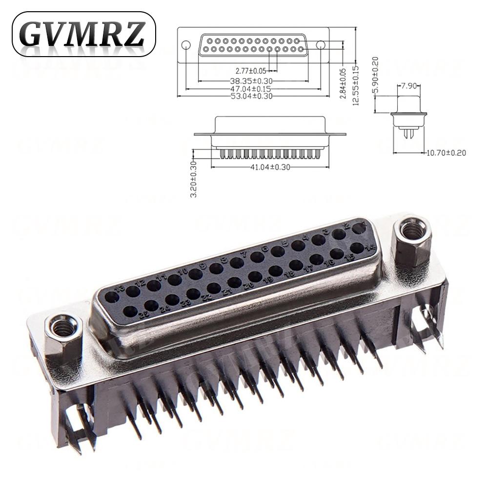 5PCS DR9 DR15 DR25 Female Male PCB Mount D-Sub PCB Connector RS232 Connector 90-degree Bent Needle DB9 DB15