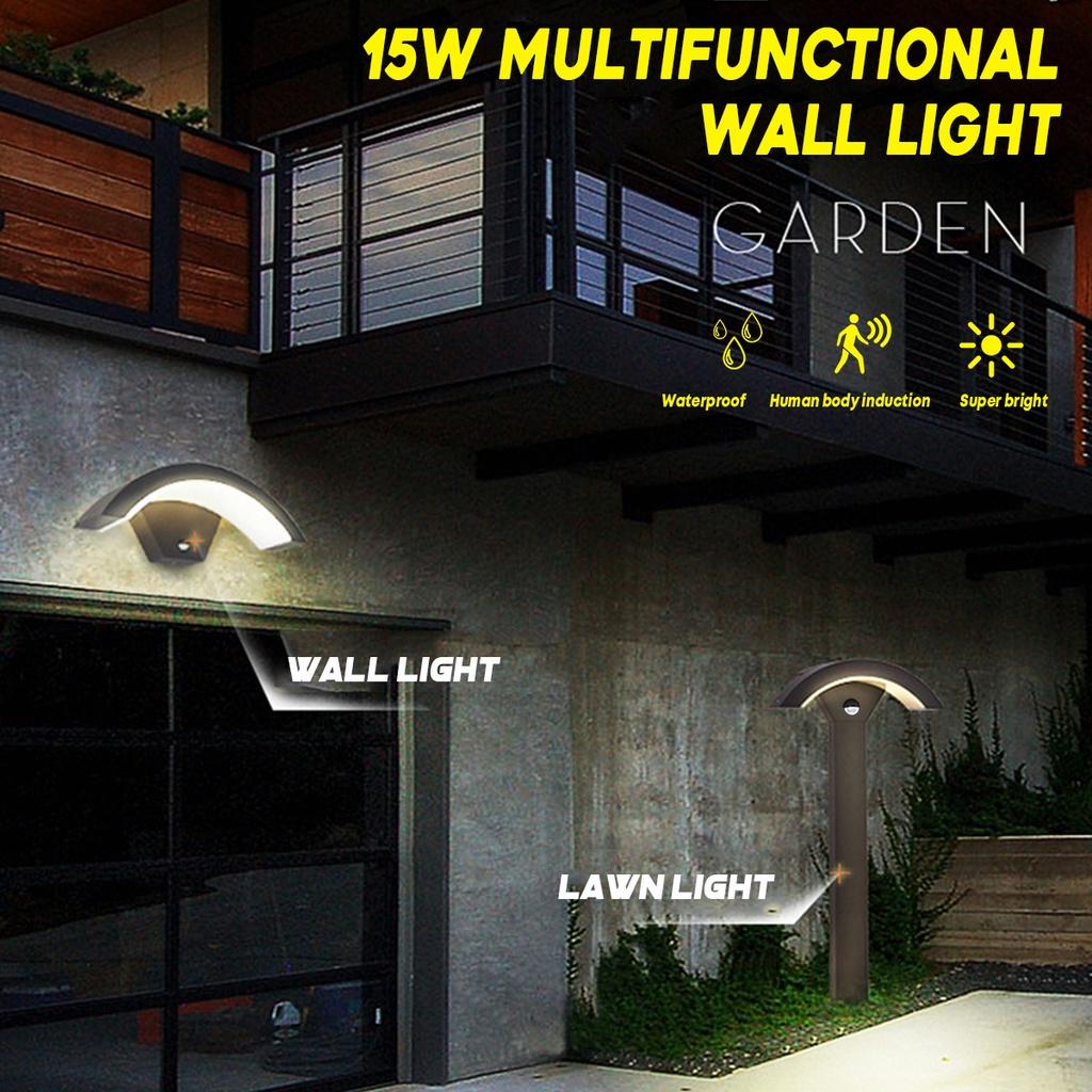 15W 220V Outdoor Wall Light Motion Sensor LED Wall Lamp Garden Yard Porch Outdoor Warm Light Waterproof IP54