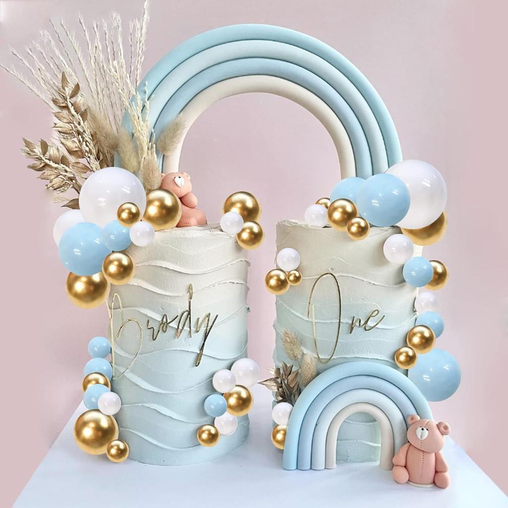 Ball Cake Topper Picks Colorful Pearl Ball Shaped Cupcake Insert Cake Topper for Bear Theme Birthday Party Favors Wedding Decor