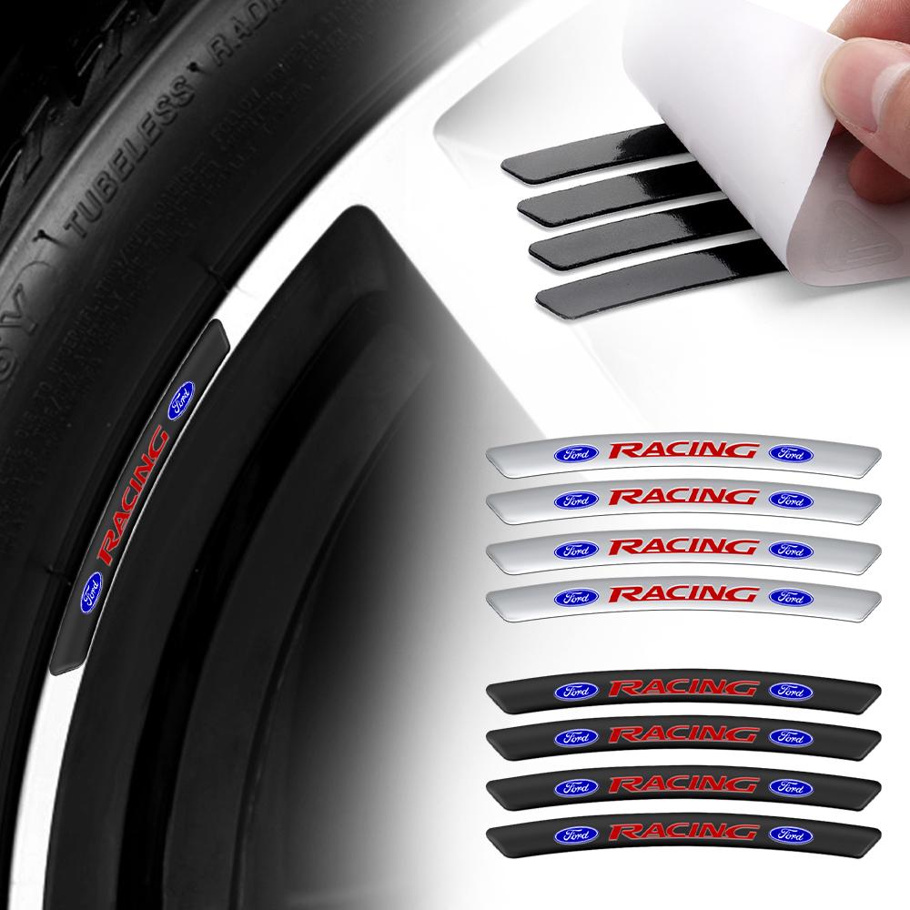 3D Aluminum 4Pcs Car Metal Wheel Tire Rims Sticker For Ford Mustang Shelby Focus 2 Fiesta EcoSport STRACING Ranger Fusion Mondeo